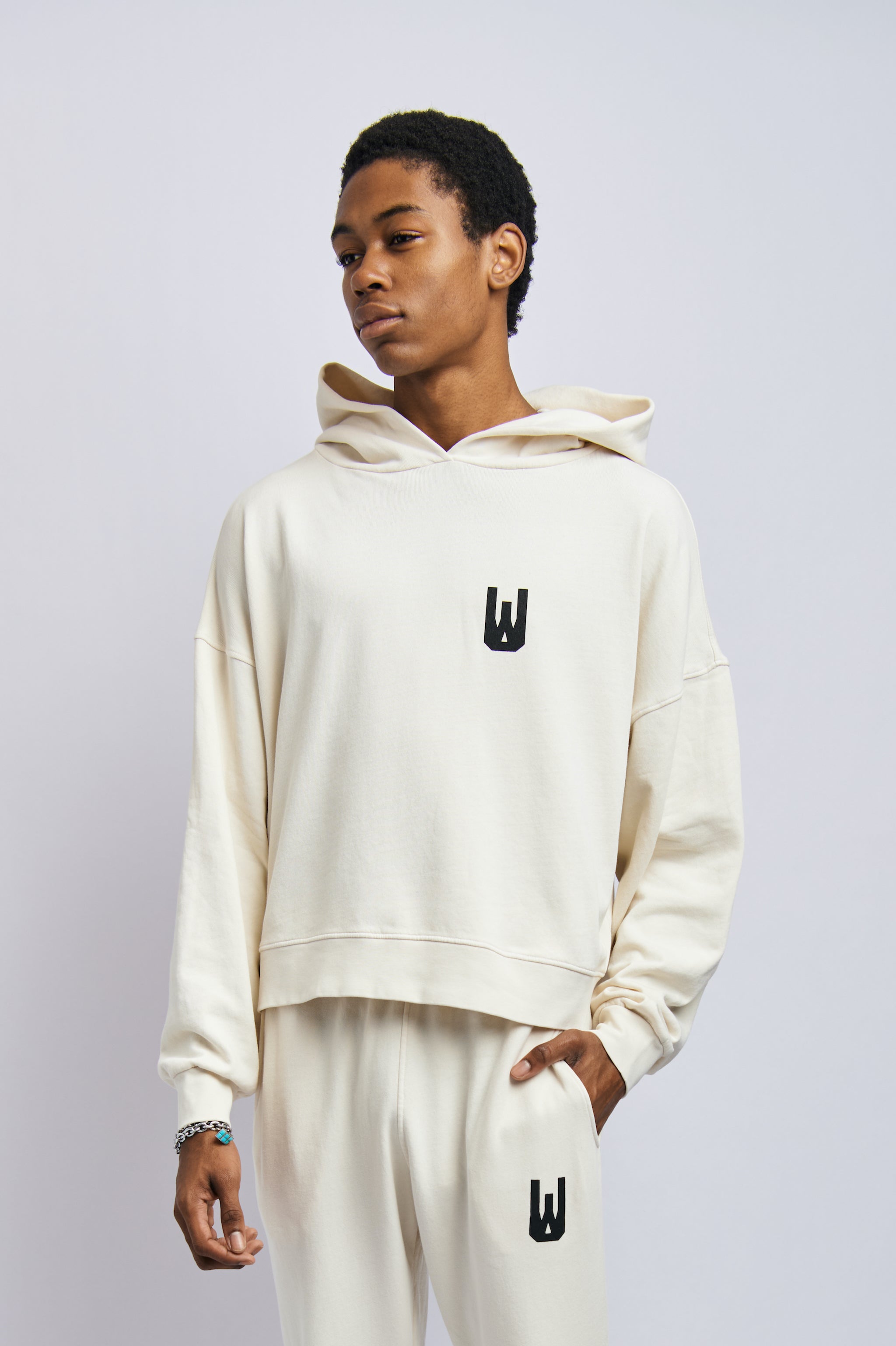 Men's Organic Icon Print Hoodie, Alabaster White