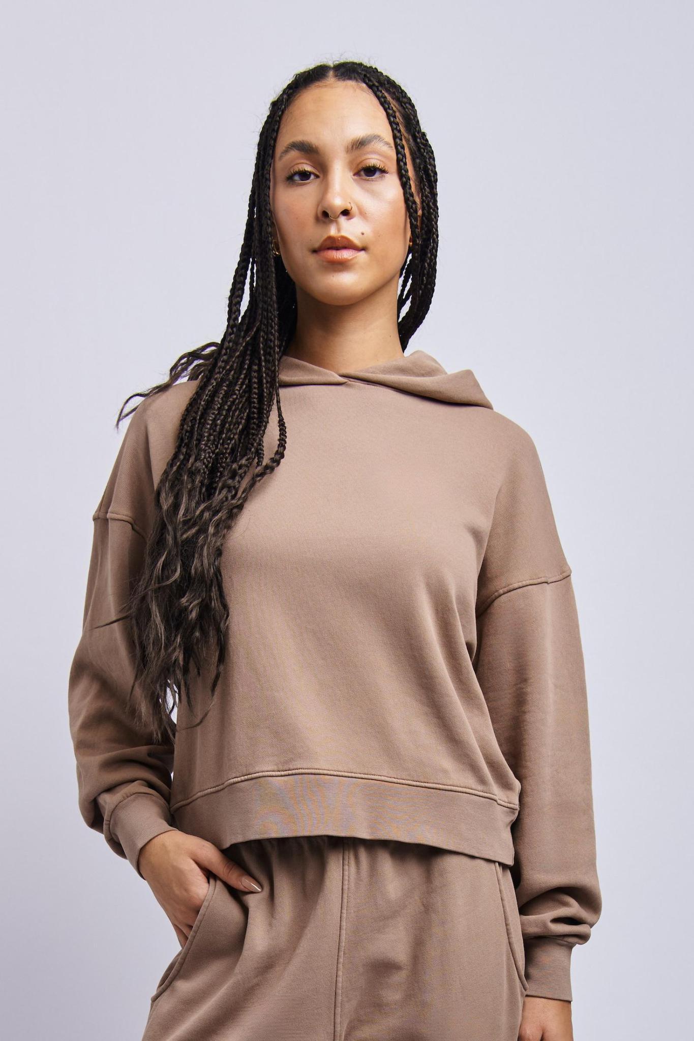 Women's Organic Cropped Hoodie, Desert Clay