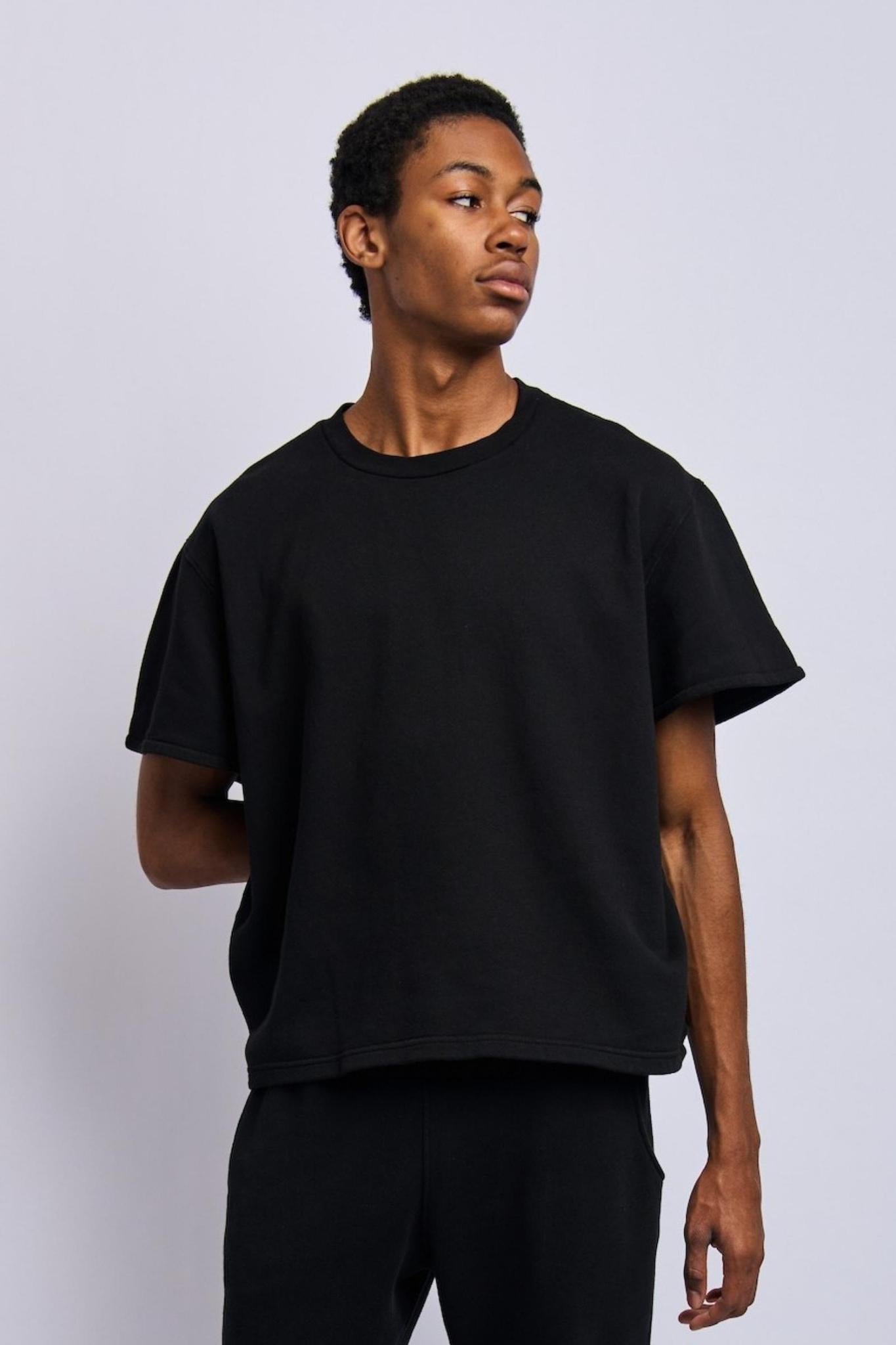 Organic Oversized Fleece Tee, Super Black