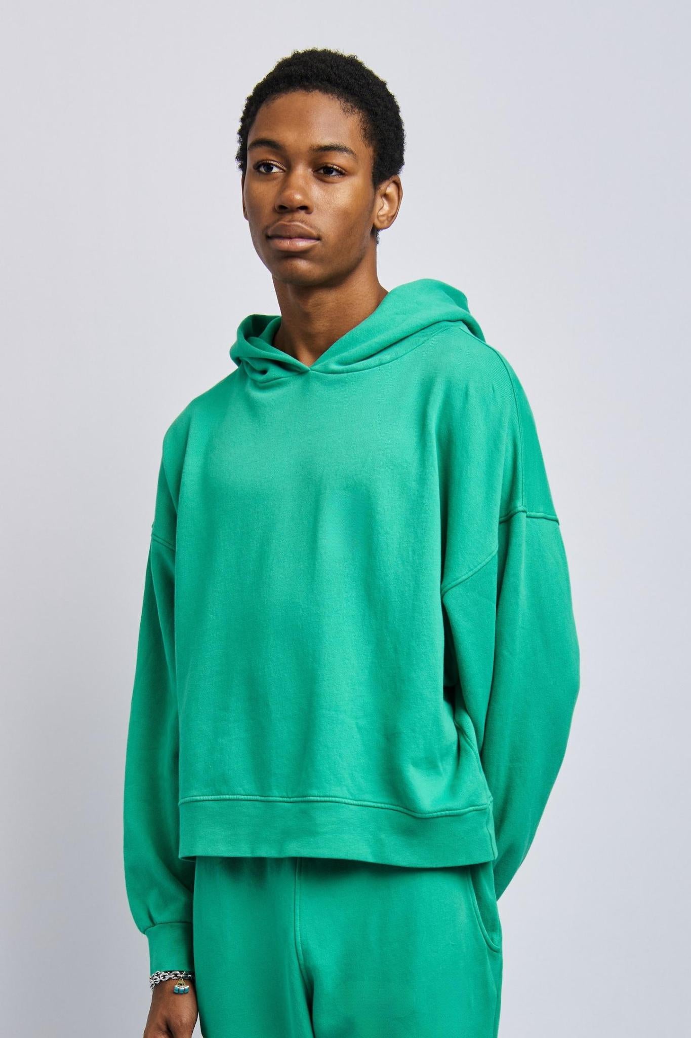 Men's Organic Cropped Hoodie, Digital Green