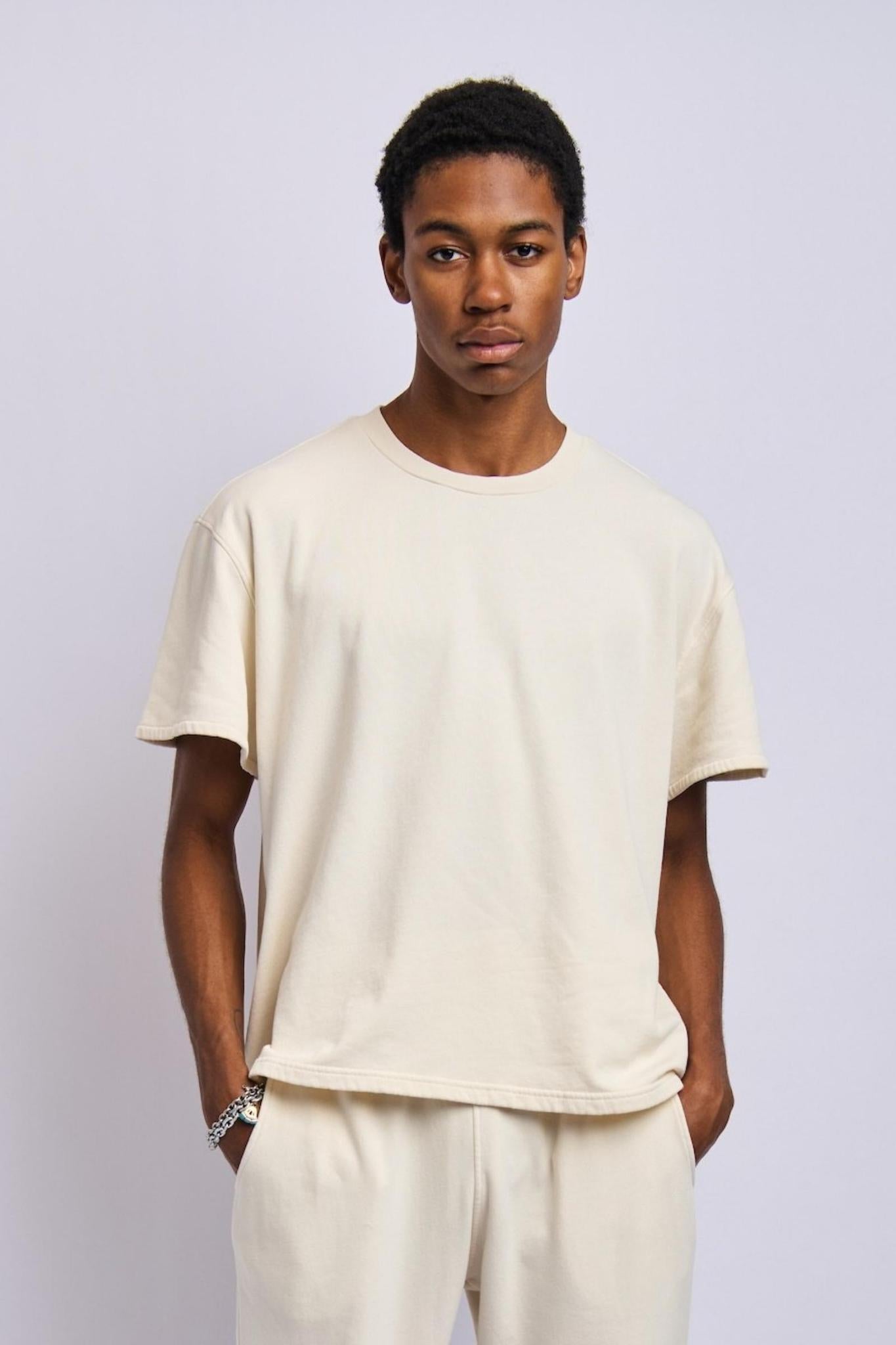 Organic Oversized Fleece Tee, Alabaster White