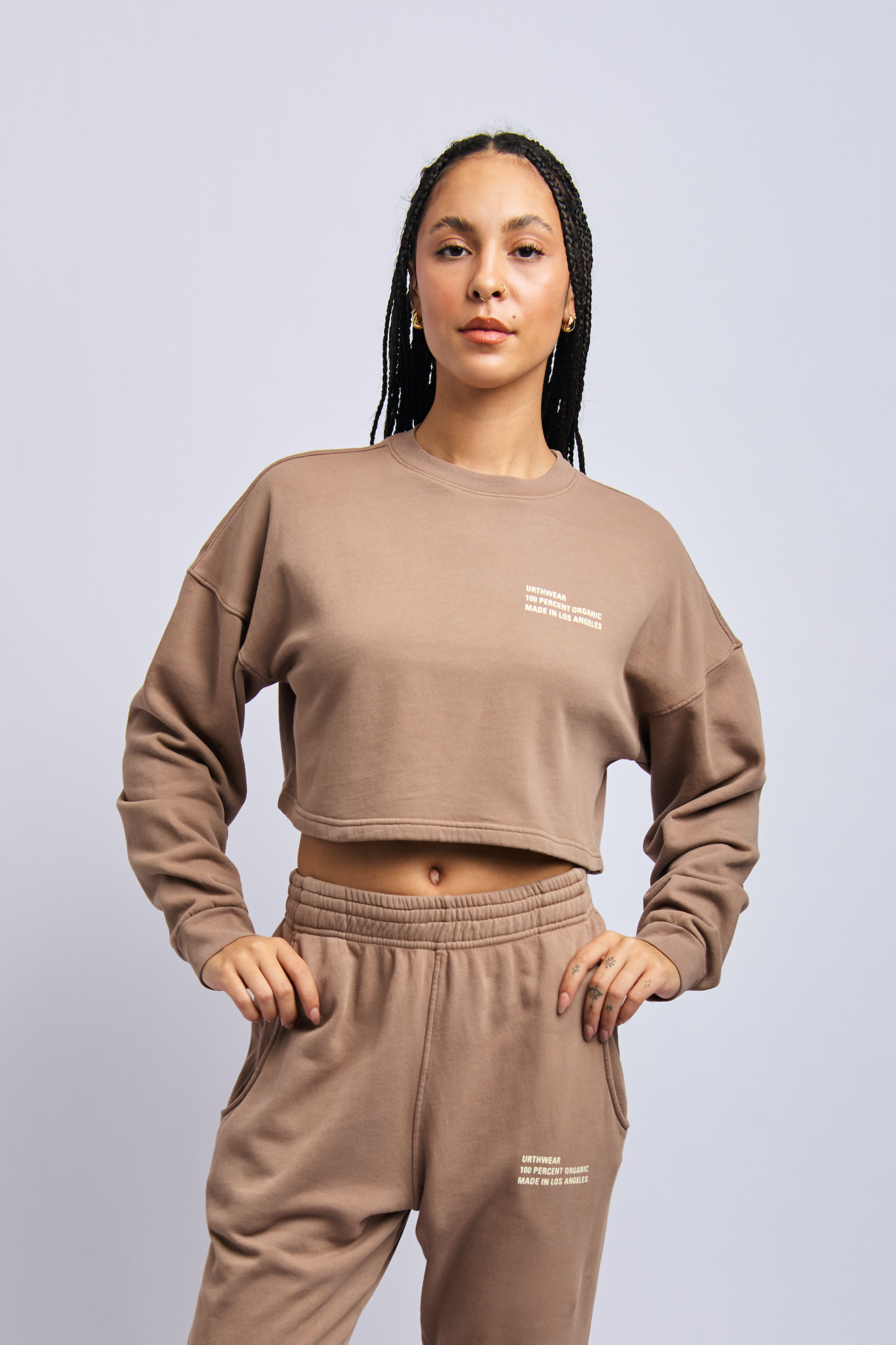 Organic Origins Print Cropped Sweatshirt, Desert Clay