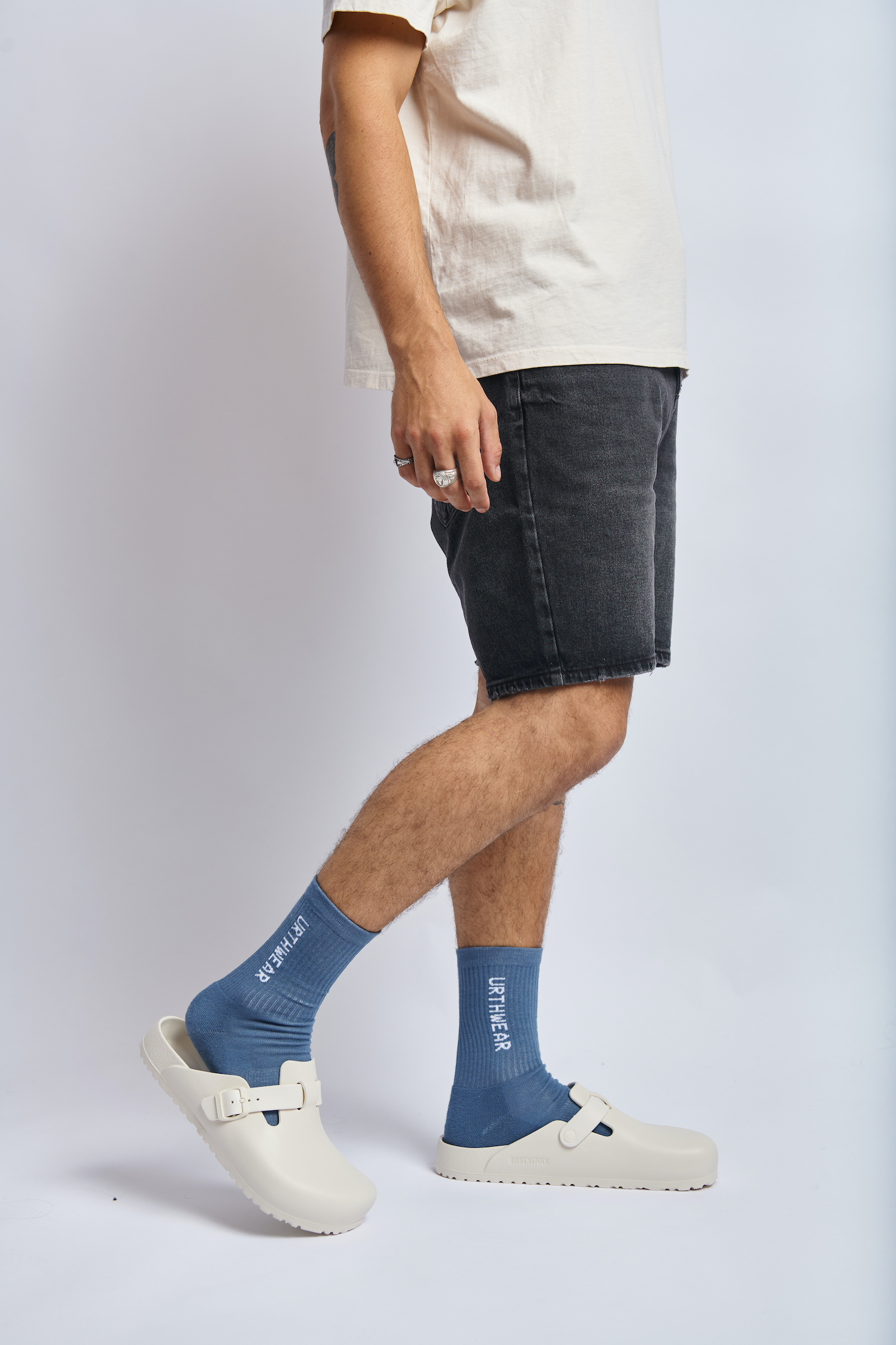 Vertical Street Crew Socks, Stone Blue