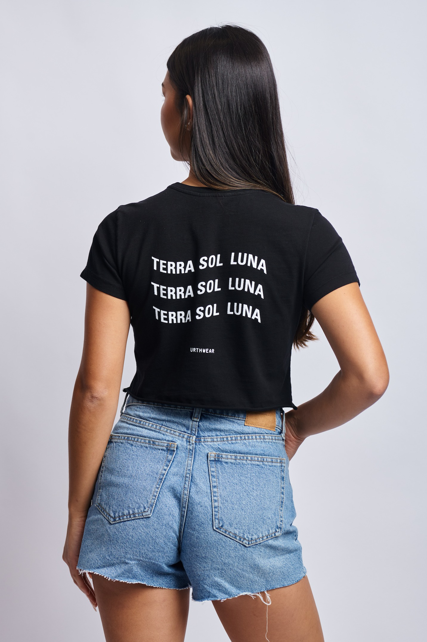 Terra Sol Luna Cropped Tee, Super Black