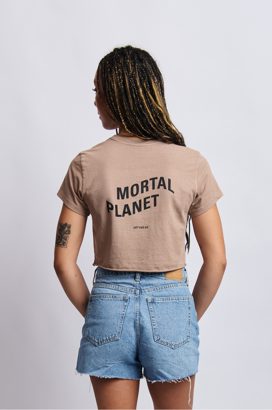 Mortal Planet Cropped Tee, Desert Clay