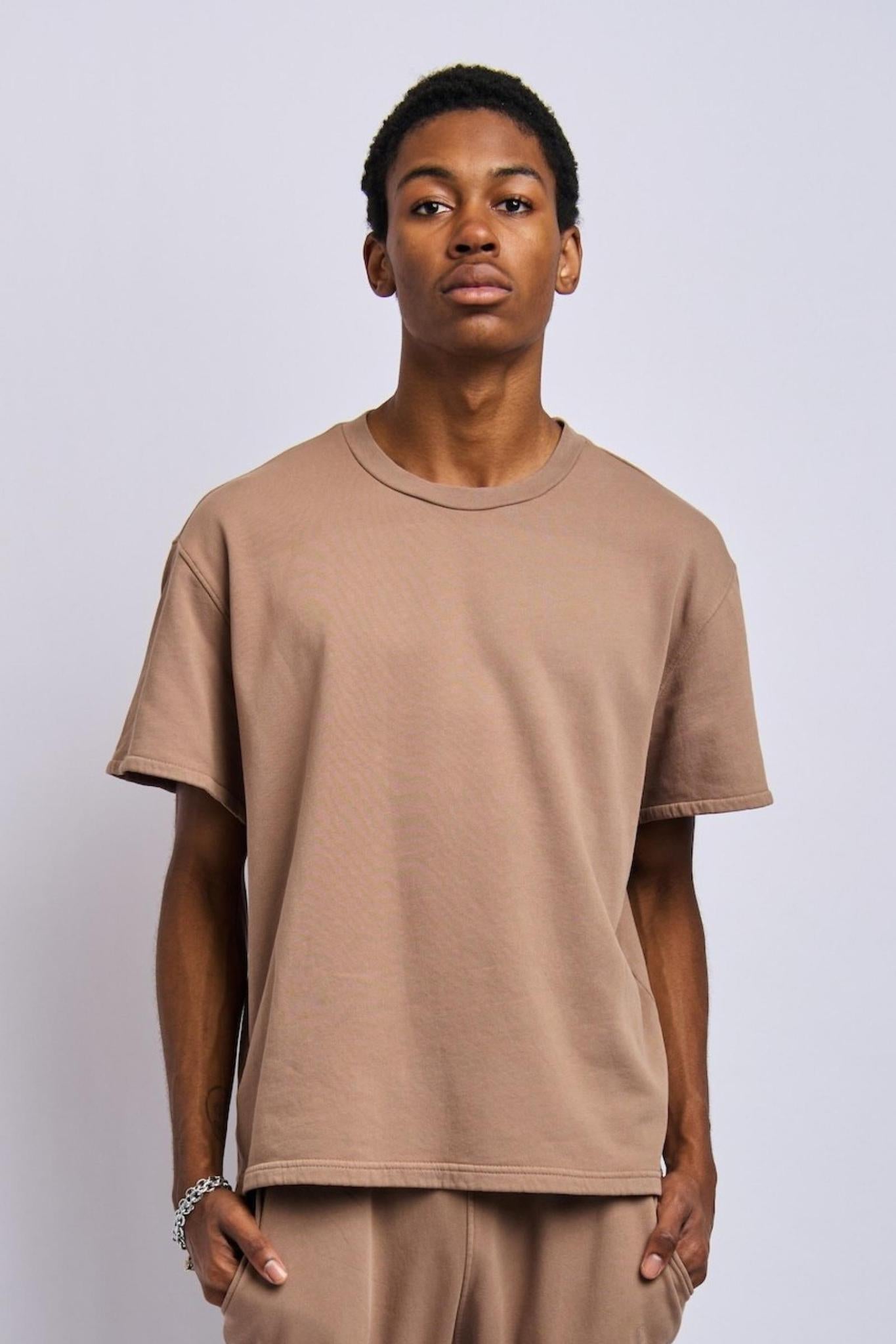 Organic Oversized Fleece Tee, Desert Clay